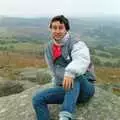 Riki sits on a rock, Uni: A Trip to Venford Resevoir, Dartmoor, Devon - 18th January 1987