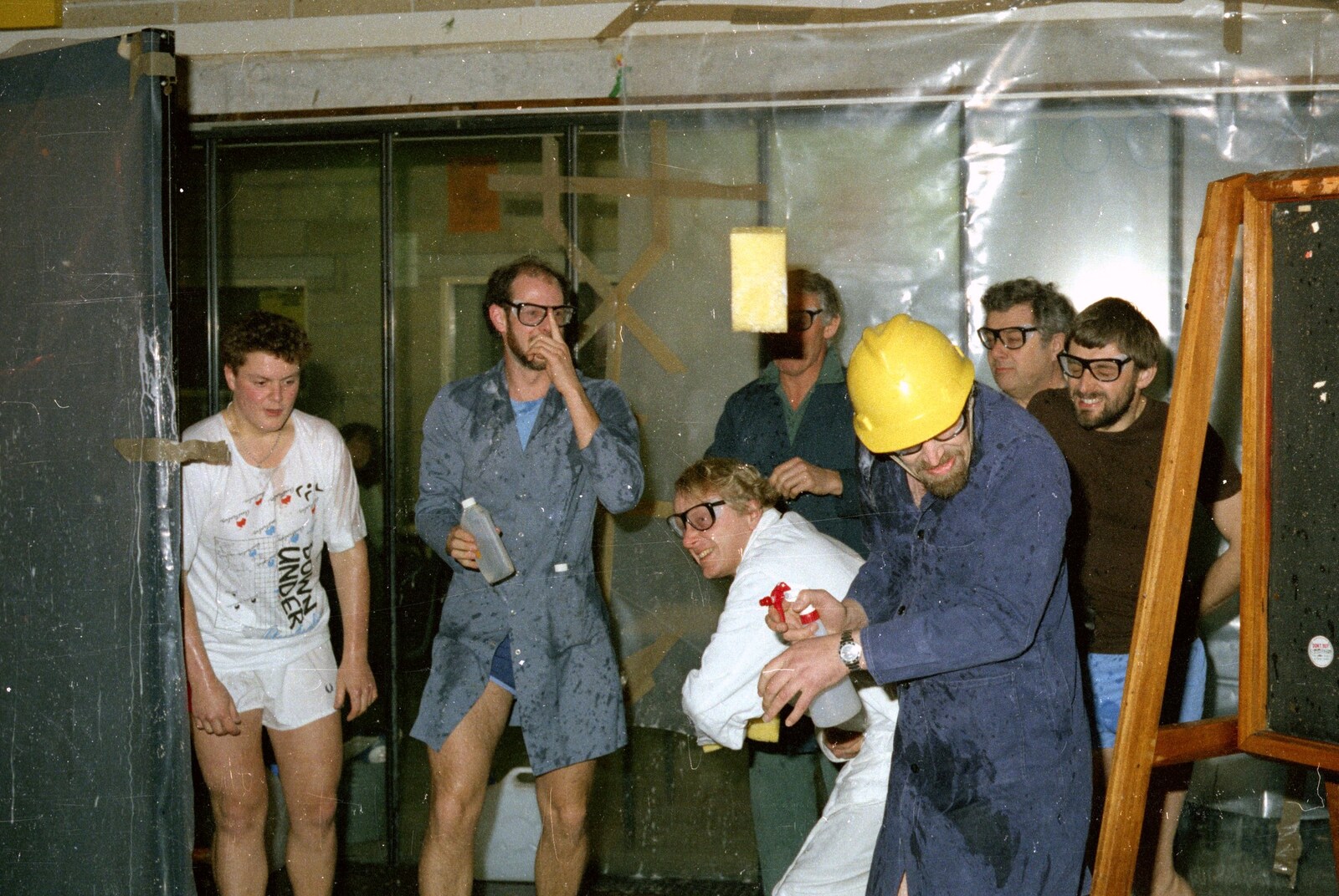 A sponge is caught in mid air from Uni: Pirate RAG Bash, Games Nights and Brian's Beard, PPSU, Plymouth - 10th February 1987
