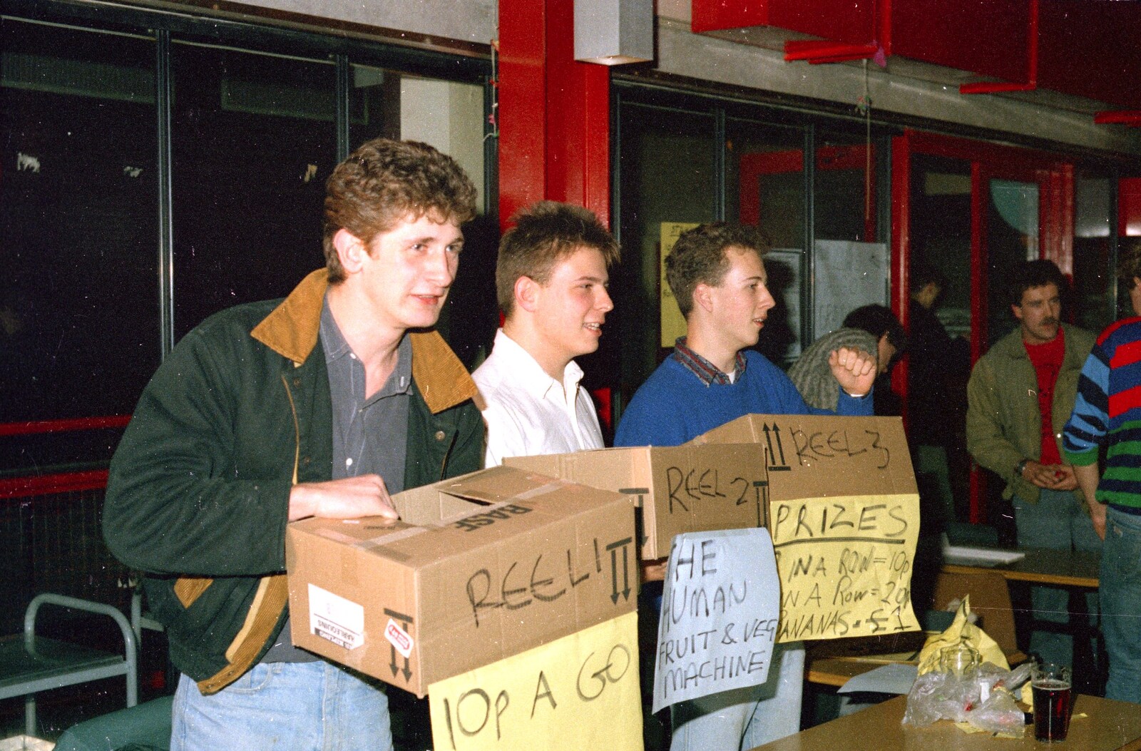 The lads of the human fruit and veg machine from Uni: Pirate RAG Bash, Games Nights and Brian's Beard, PPSU, Plymouth - 10th February 1987