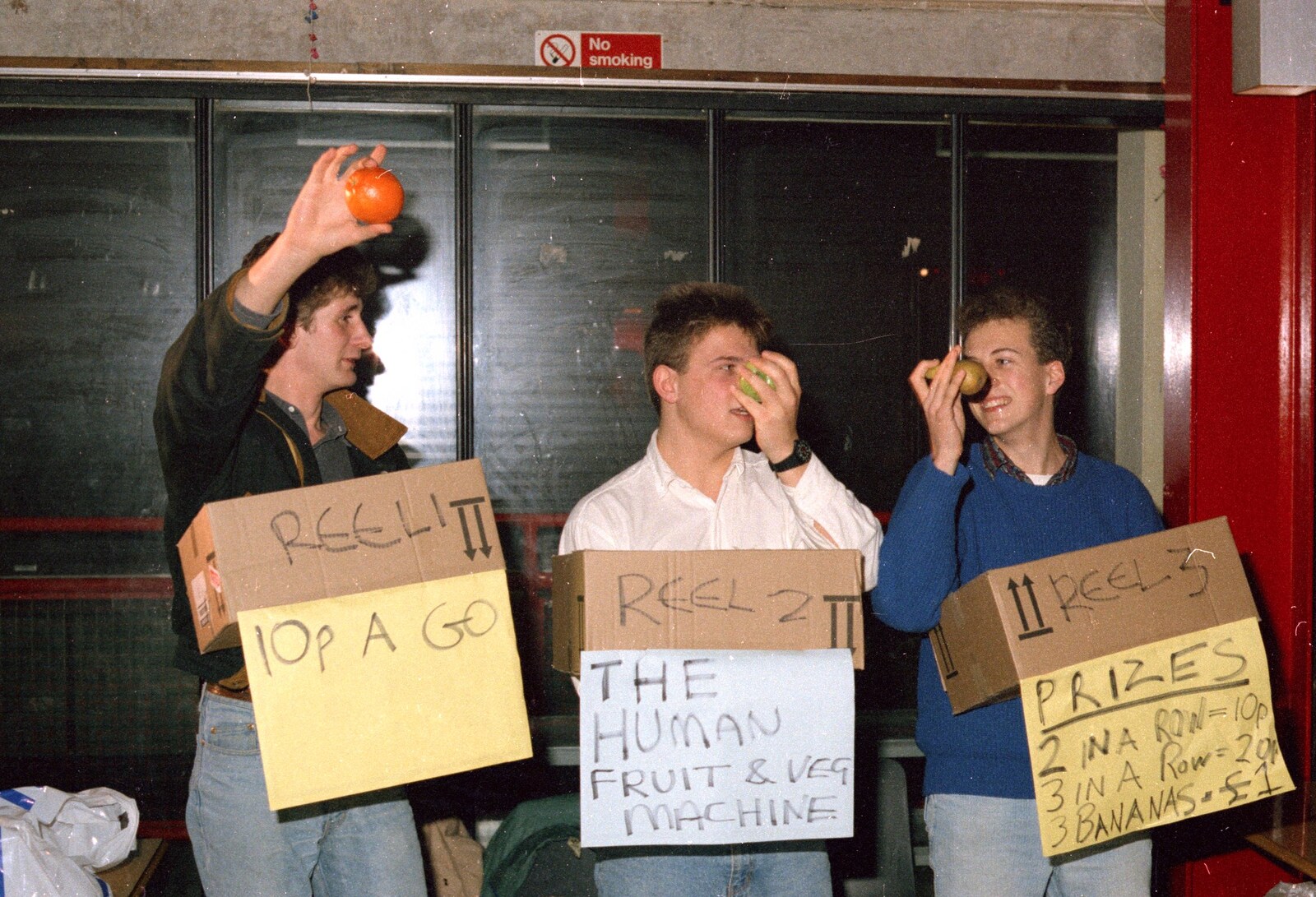 The winning fruit is held up from Uni: Pirate RAG Bash, Games Nights and Brian's Beard, PPSU, Plymouth - 10th February 1987