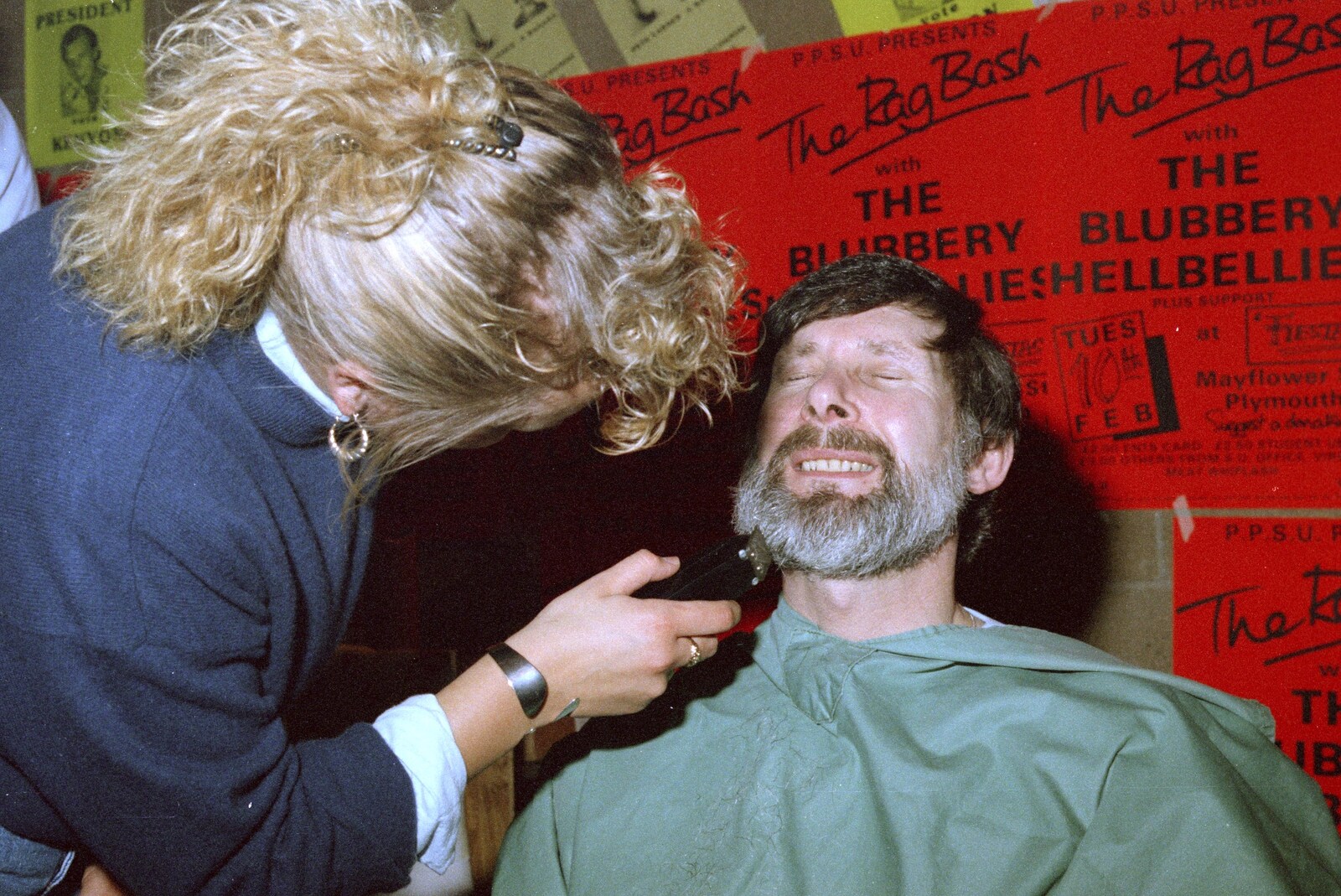 The shave commences from Uni: Pirate RAG Bash, Games Nights and Brian's Beard, PPSU, Plymouth - 10th February 1987