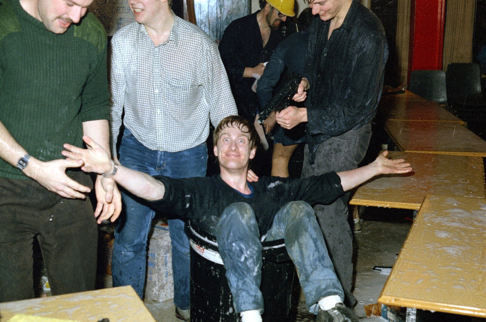 A student in a bin from Uni: Pirate RAG Bash, Games Nights and Brian's Beard, PPSU, Plymouth - 10th February 1987
