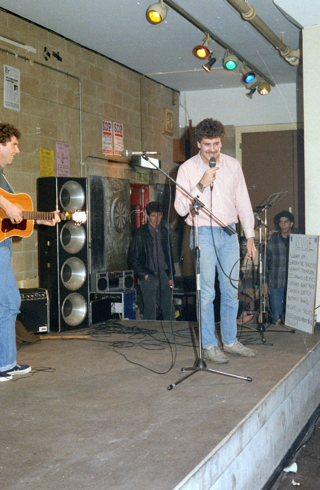 Sam Kennedy on the mic from Uni: Pirate RAG Bash, Games Nights and Brian's Beard, PPSU, Plymouth - 10th February 1987