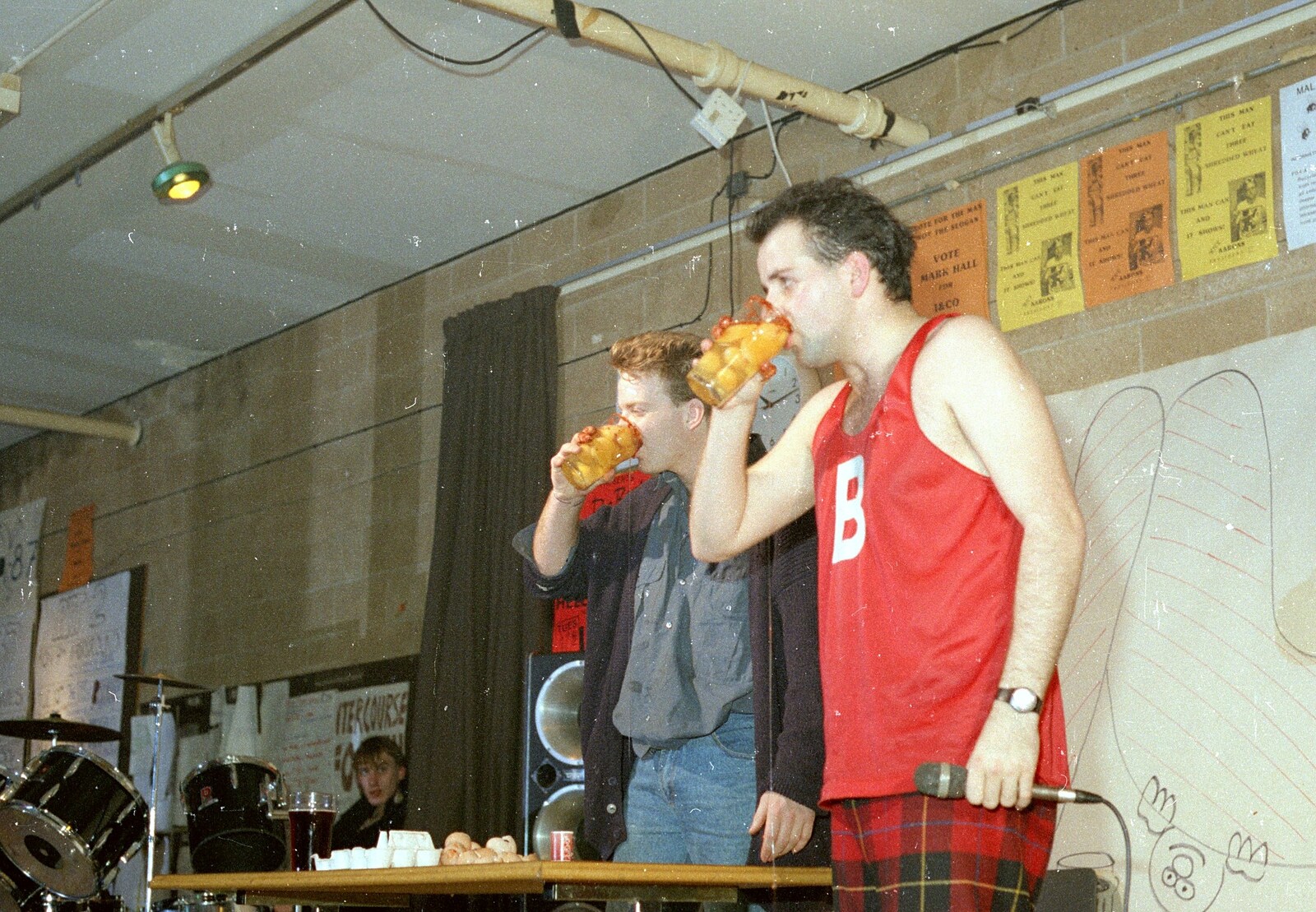 Dunwoody and accomplice drink raw eggs from Uni: The Pirate RAG Review, PPSU Students' Union, Plymouth - 11th February 1987
