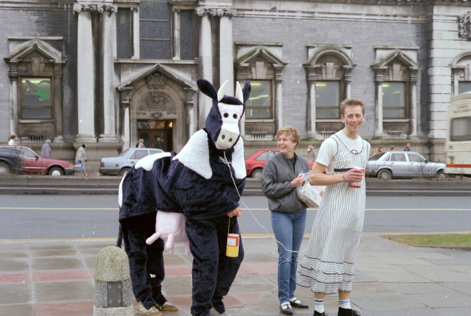 A cow and milkmaid on North Hill from Uni: The PPSU Pirate RAG Parade, Plymouth, Devon - 14th February 1987