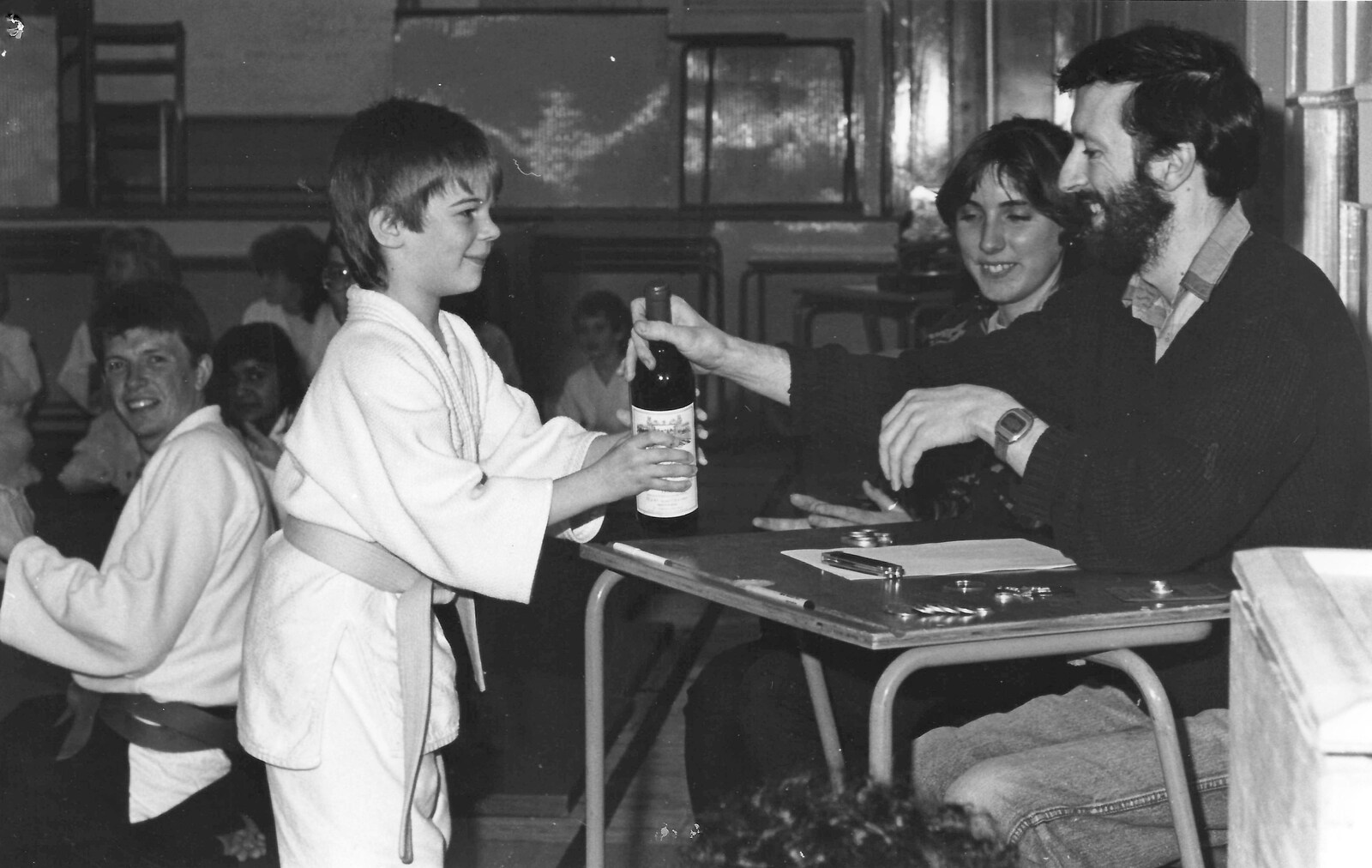 Dai Edwards hands out a prize in a Jiu-Jitsu competition from Uni: The Second Year in Black and White, Plymouth Polytehnic, Devon - 8th March 1987