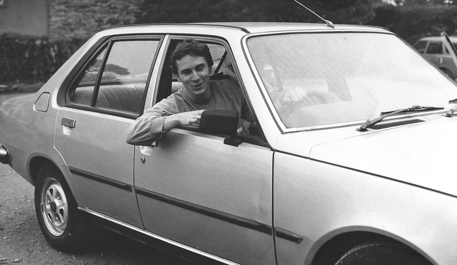 Riki in his car from Uni: The Second Year in Black and White, Plymouth Polytehnic, Devon - 8th March 1987