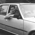 Riki in his car, Uni: The Second Year in Black and White, Plymouth Polytehnic, Devon - 8th March 1987