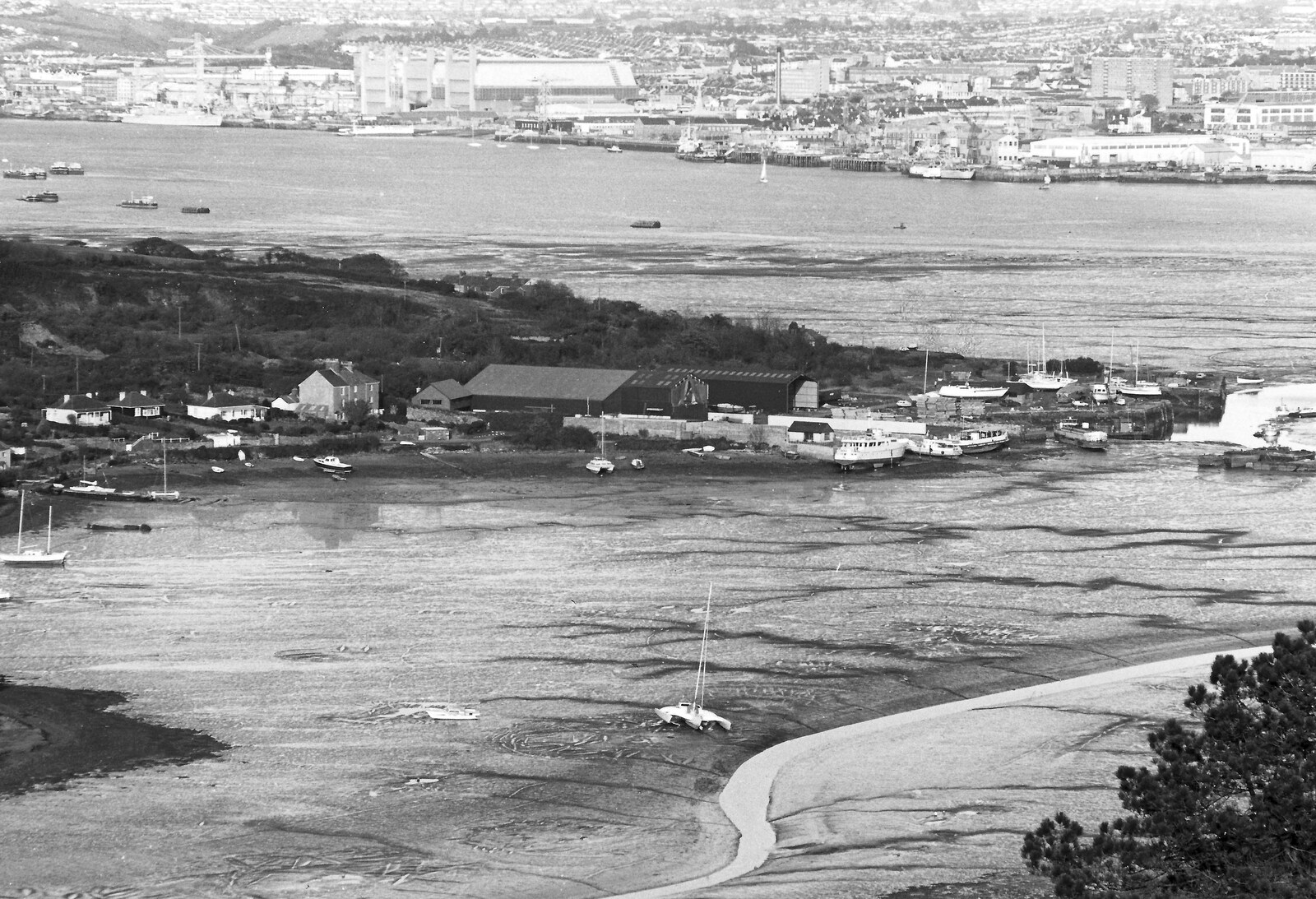 A view over the Tamar from St. German's, Cornwall from Uni: The Second Year in Black and White, Plymouth Polytehnic, Devon - 8th March 1987
