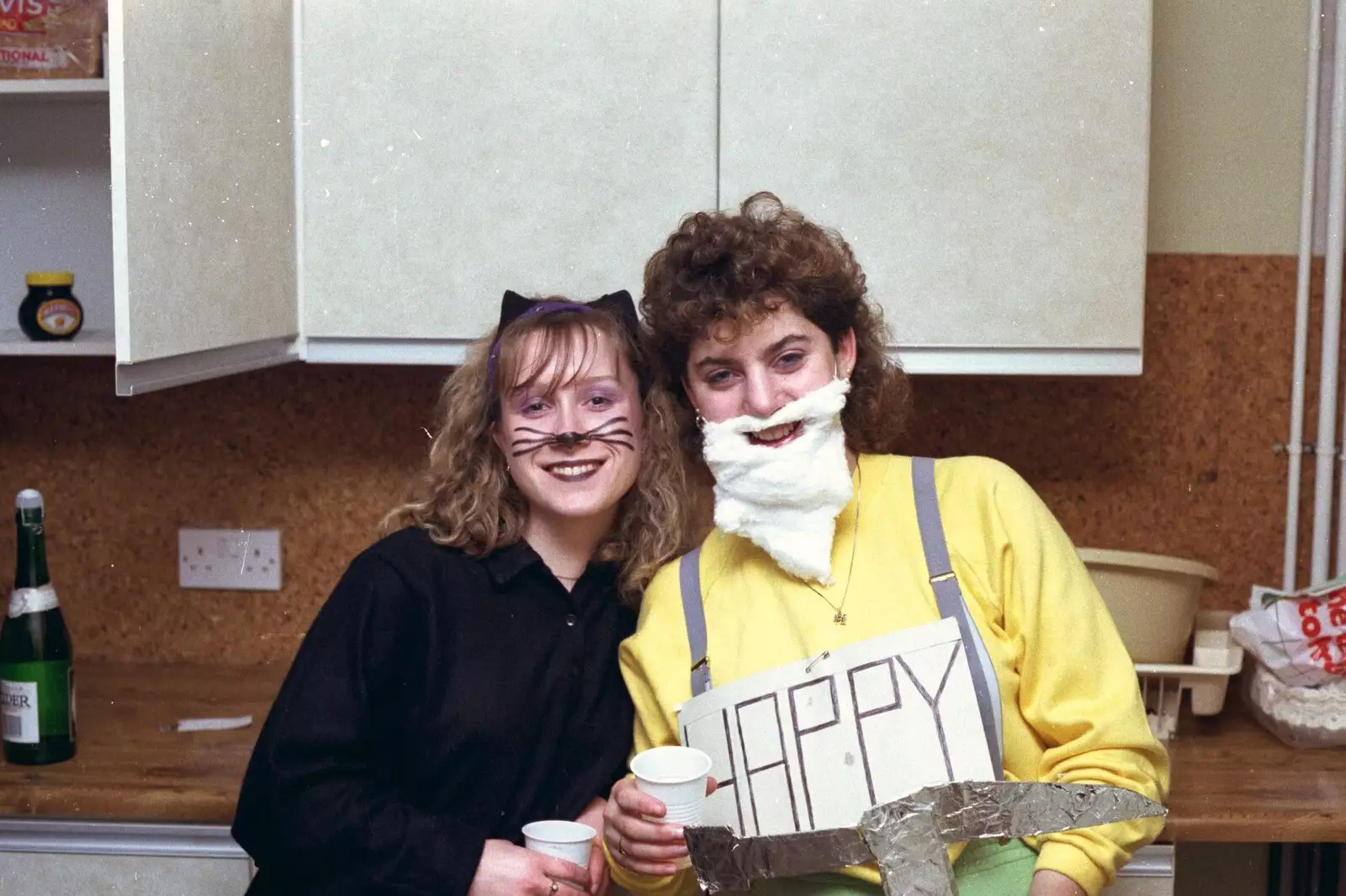 Note the typical almost-empty student cupboard, from Uni: Simon Read's Party, North Road East, Plymouth - 10th March 1987