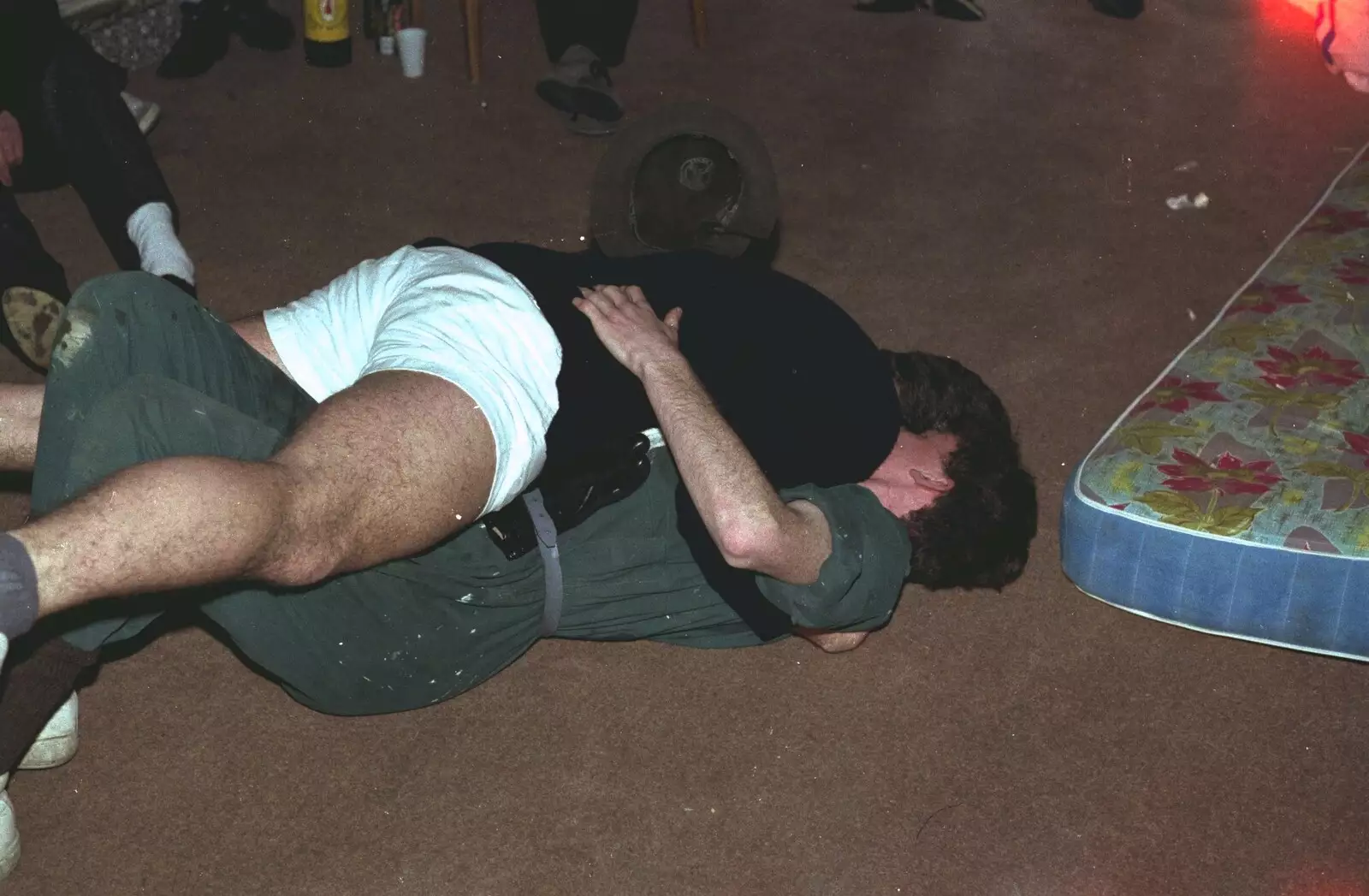 Scrapping for the one matress in the whole house, from Uni: Simon Read's Party, North Road East, Plymouth - 10th March 1987