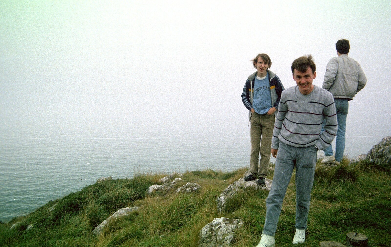 Dave, John and Riki at Whitsand Bay from A Trip to Trotsky's Mount, Dartmoor, Devon - 20th March 1987