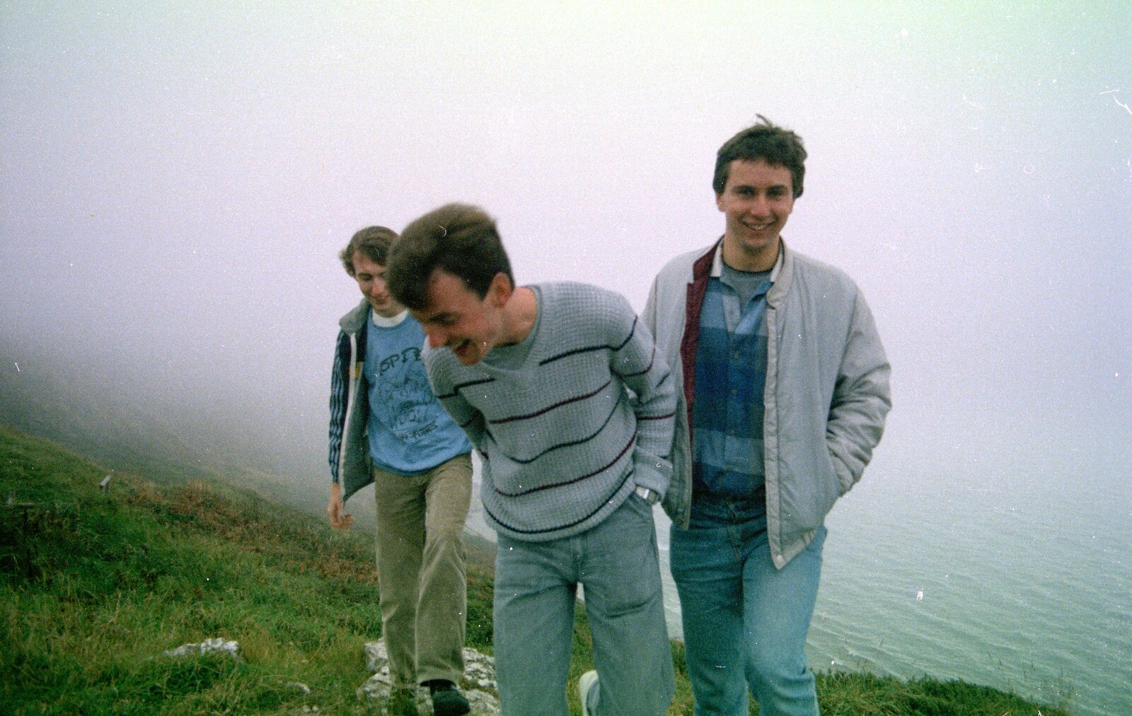 The lads on the cliff top from A Trip to Trotsky's Mount, Dartmoor, Devon - 20th March 1987