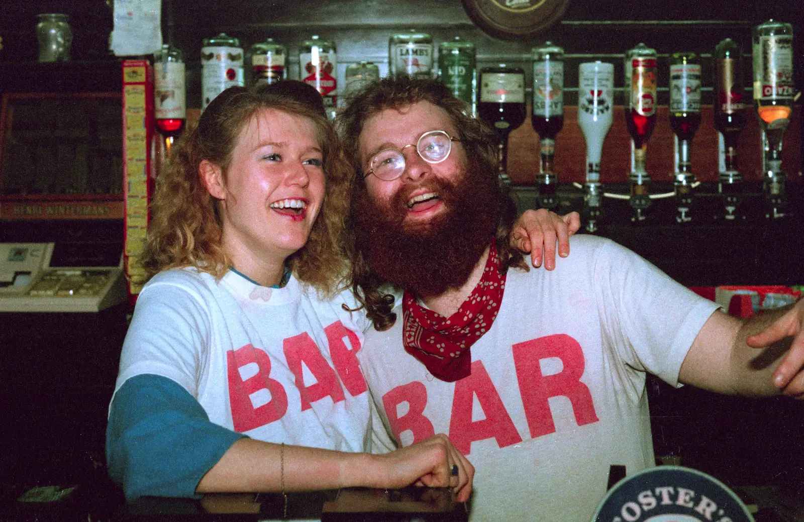 Matt 'Gimli' Horton, and a colleague, from Uni: Scenes from the PPSU Bar, Plymouth, Devon - 2nd April 1987