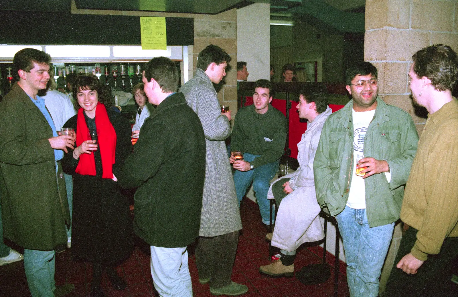 Frank chats to someone by the bar, from Uni: Scenes from the PPSU Bar, Plymouth, Devon - 2nd April 1987