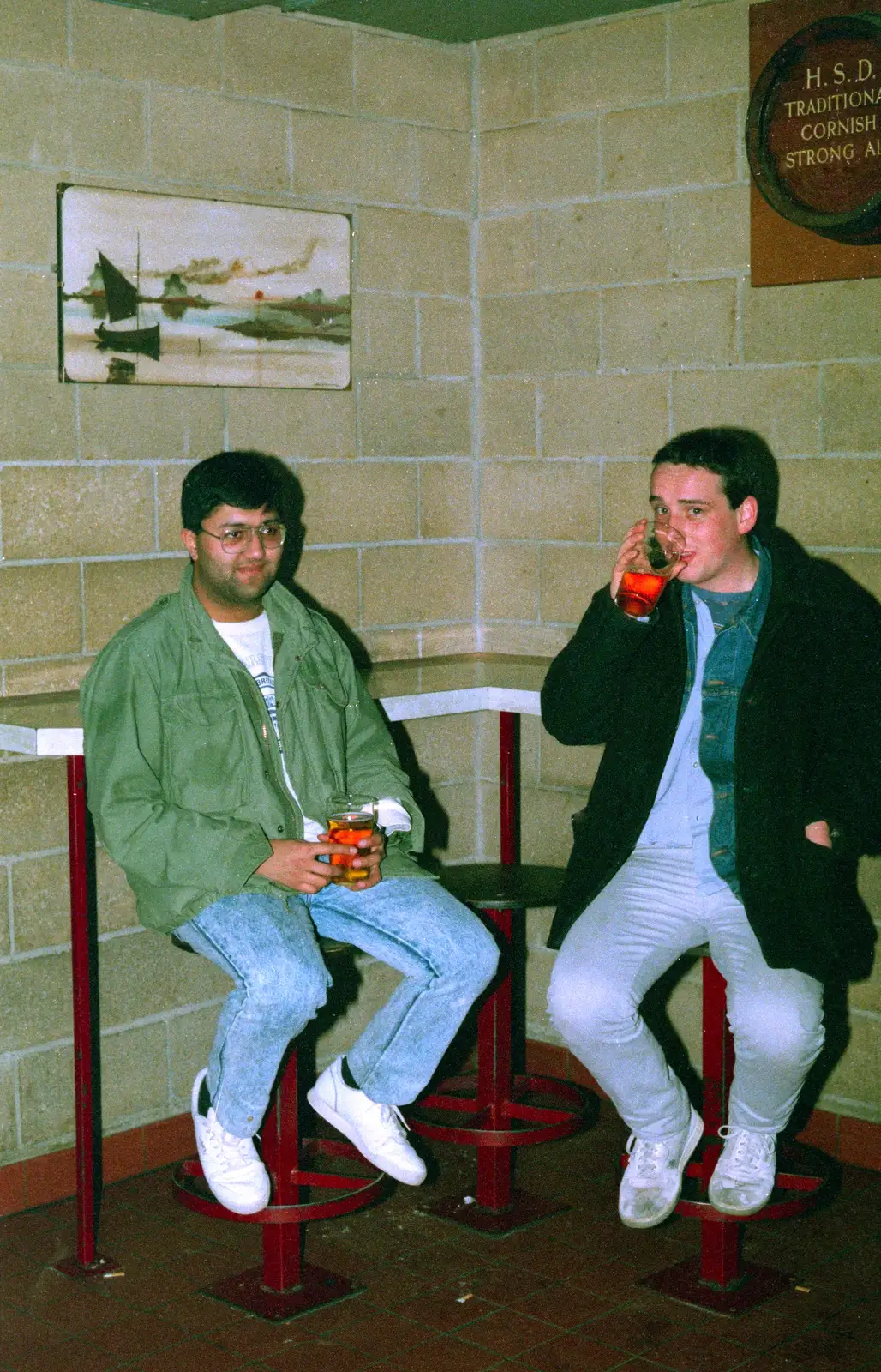 Frank and his mate, from Uni: Scenes from the PPSU Bar, Plymouth, Devon - 2nd April 1987