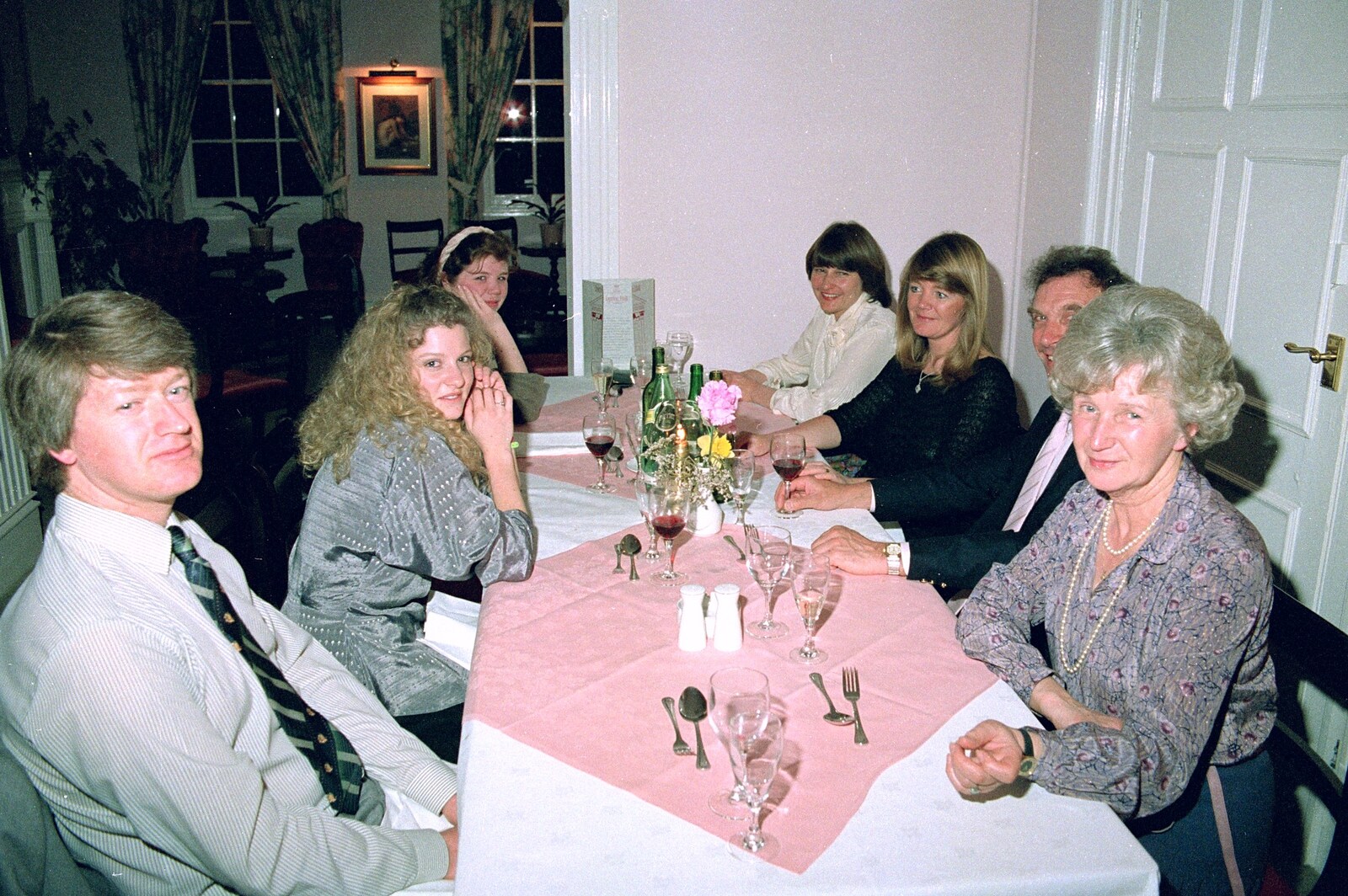 Neil, Kim, Sis, Caroline, Mother, Mike and Grandmother from Mother's 40th, Burton, Christchurch, Dorset - 18th April 1987