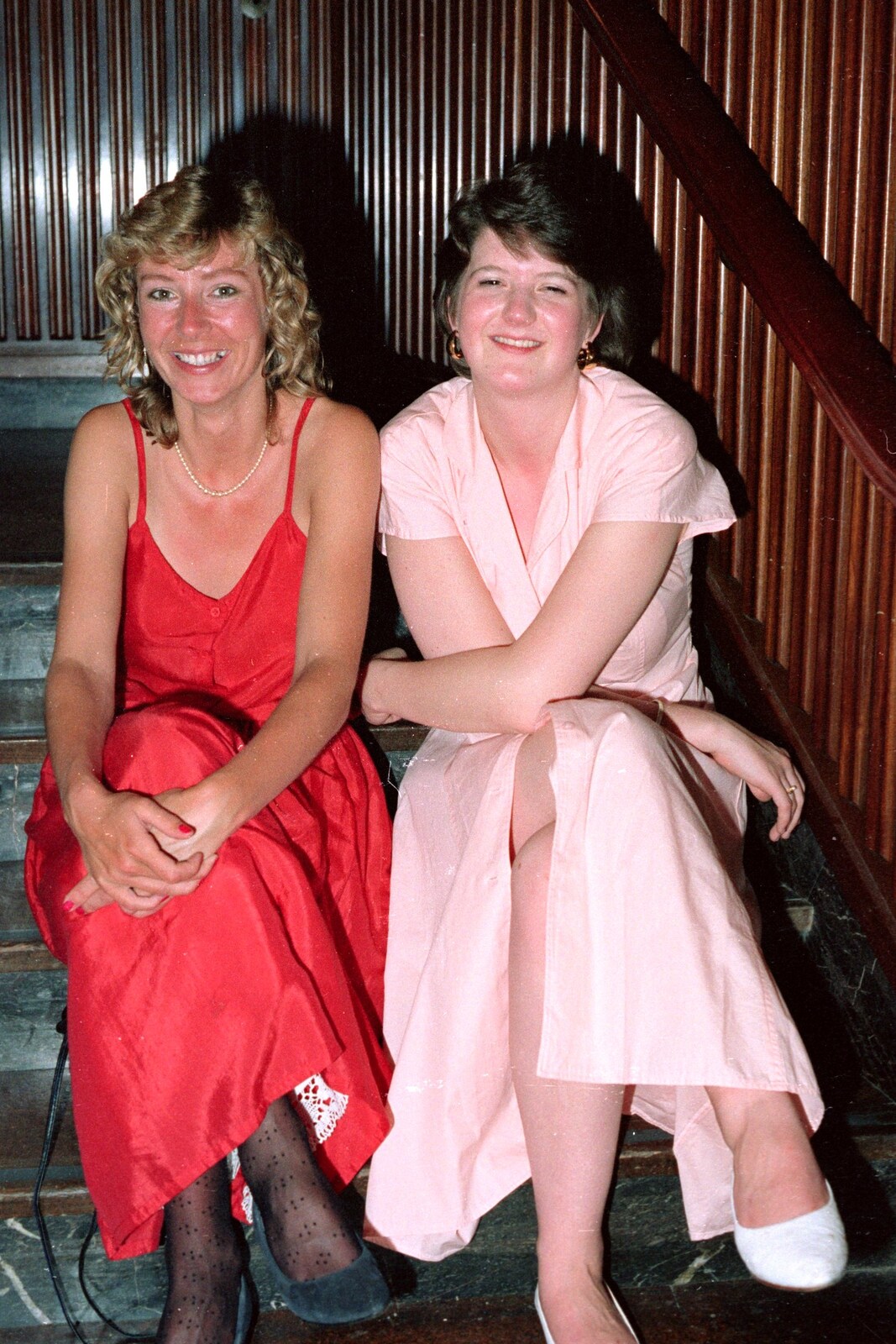 Sitting on the stairs from Uni: PPSU May Ball, The Guildhall, Plymouth - 4th May 1987