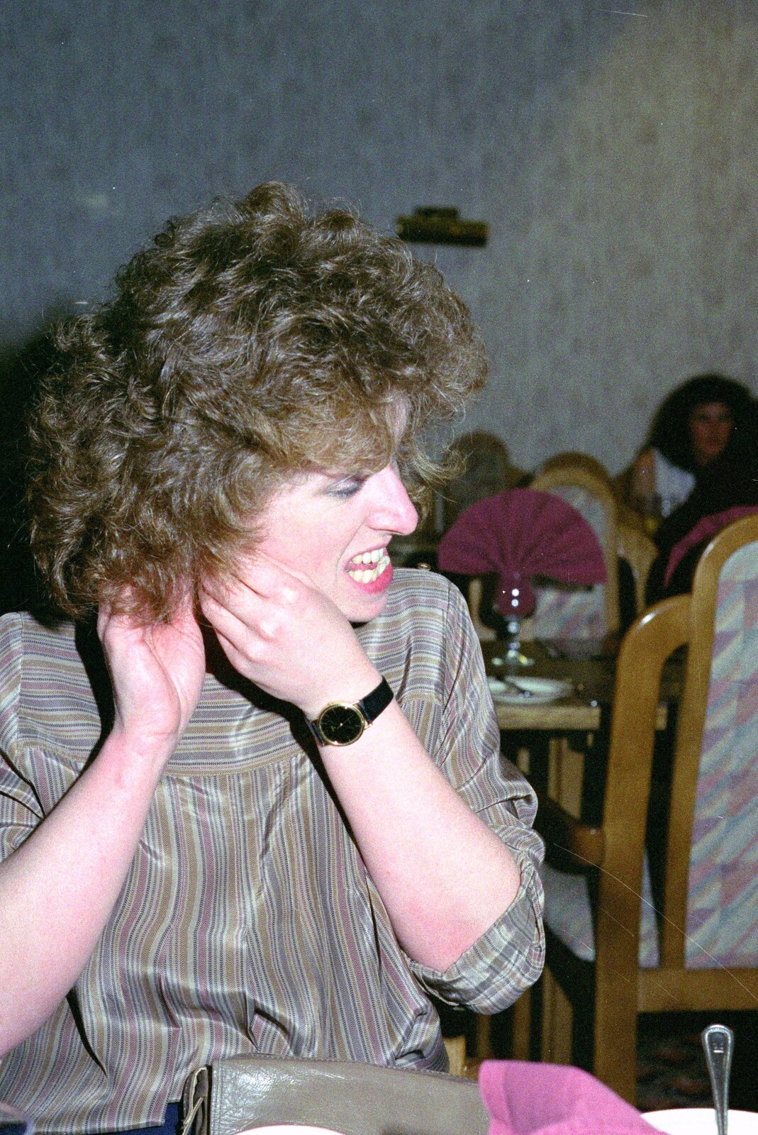 Earrings are an angry thing from Chantal and Andy's Wedding, and the Lord Mayor's Parade, Plymouth - 20th May 1987