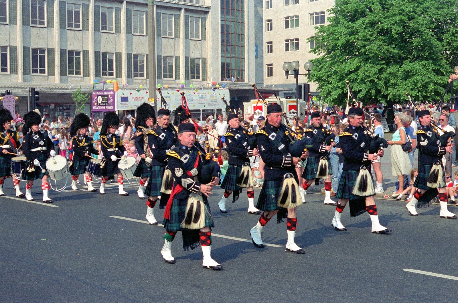A bagpipe band from Chantal and Andy's Wedding, and the Lord Mayor's Parade, Plymouth - 20th May 1987