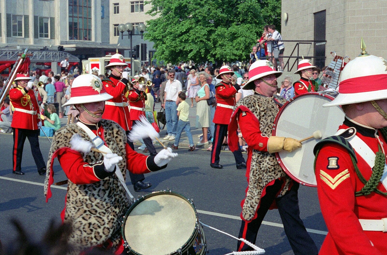 Full-on leapoard skins from Chantal and Andy's Wedding, and the Lord Mayor's Parade, Plymouth - 20th May 1987