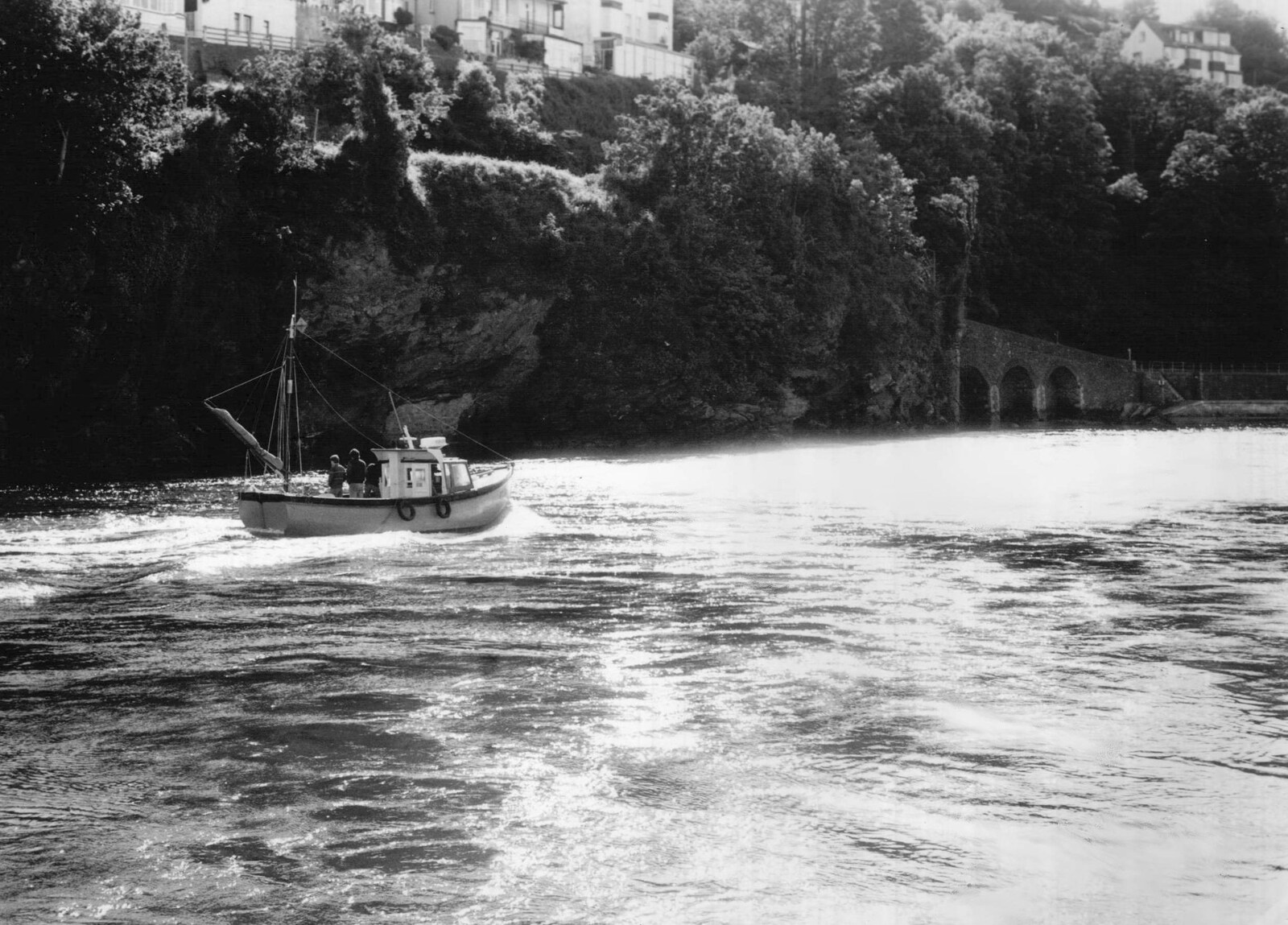 A fisihing boat on the river at Polperro from Uni: The Last Day of Term, Plymouth Polytechnic, Devon - 2nd June 1987