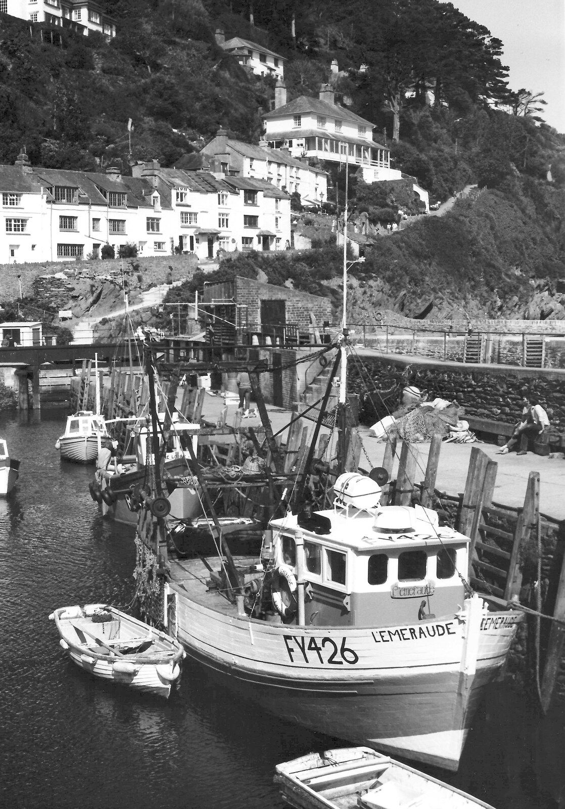 A Fowey-registered boat in Polperro harbour from Uni: The Last Day of Term, Plymouth Polytechnic, Devon - 2nd June 1987