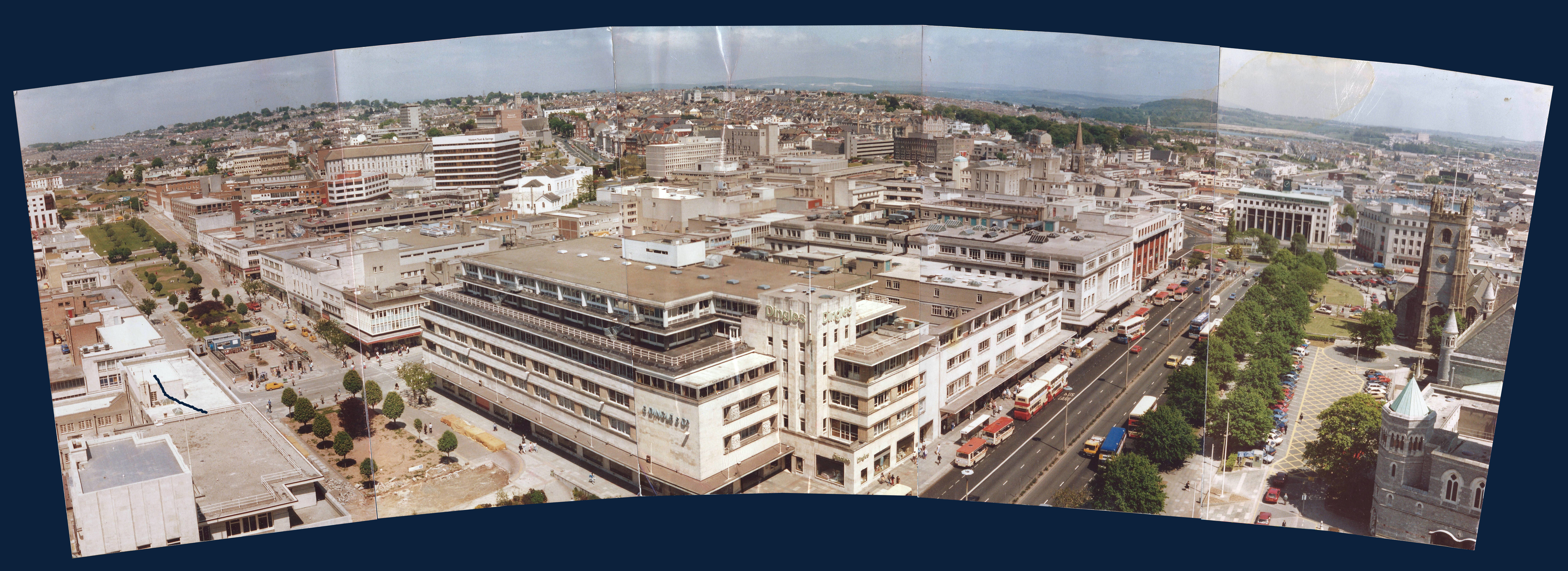 Plymouth City Centre panorama from Aerial Scenes of Plymouth, Devon - 28th June 1987