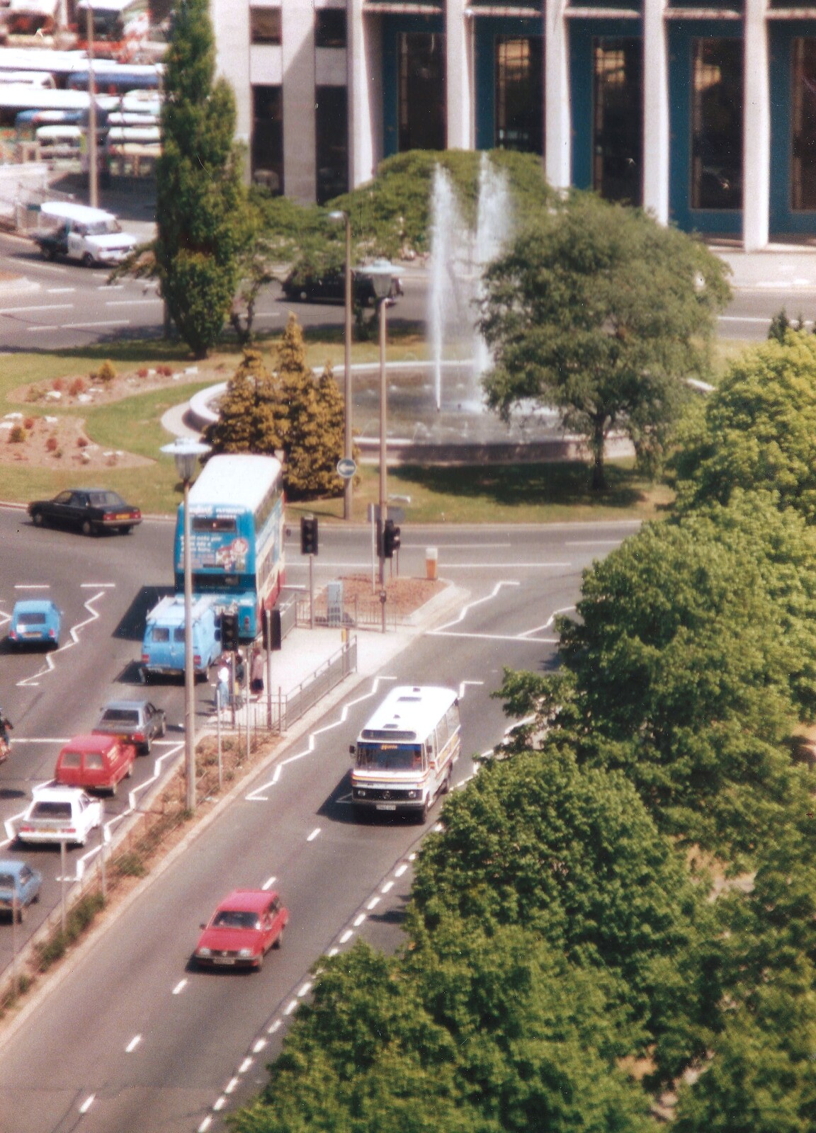 The fountain at the end of Royal Parade from Aerial Scenes of Plymouth, Devon - 28th June 1987