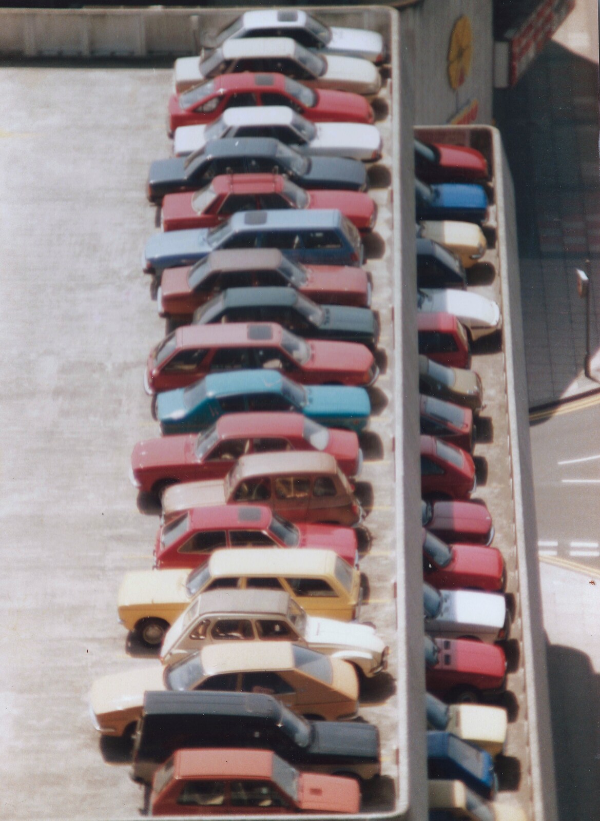 A pile of randomly parked cars near the cinema from Aerial Scenes of Plymouth, Devon - 28th June 1987