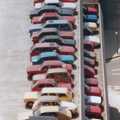 A pile of randomly parked cars near the cinema, Aerial Scenes of Plymouth, Devon - 28th June 1987