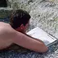 Ed reads the newspaper on the beach, Uni: A Neath Road Summer, St. Jude's, Plymouth - 18th August 1987