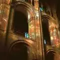 Coloured light on the columns of the cathedral, From Waterloo Station to Great Yarmouth, London and Norfolk - 20th September 1987