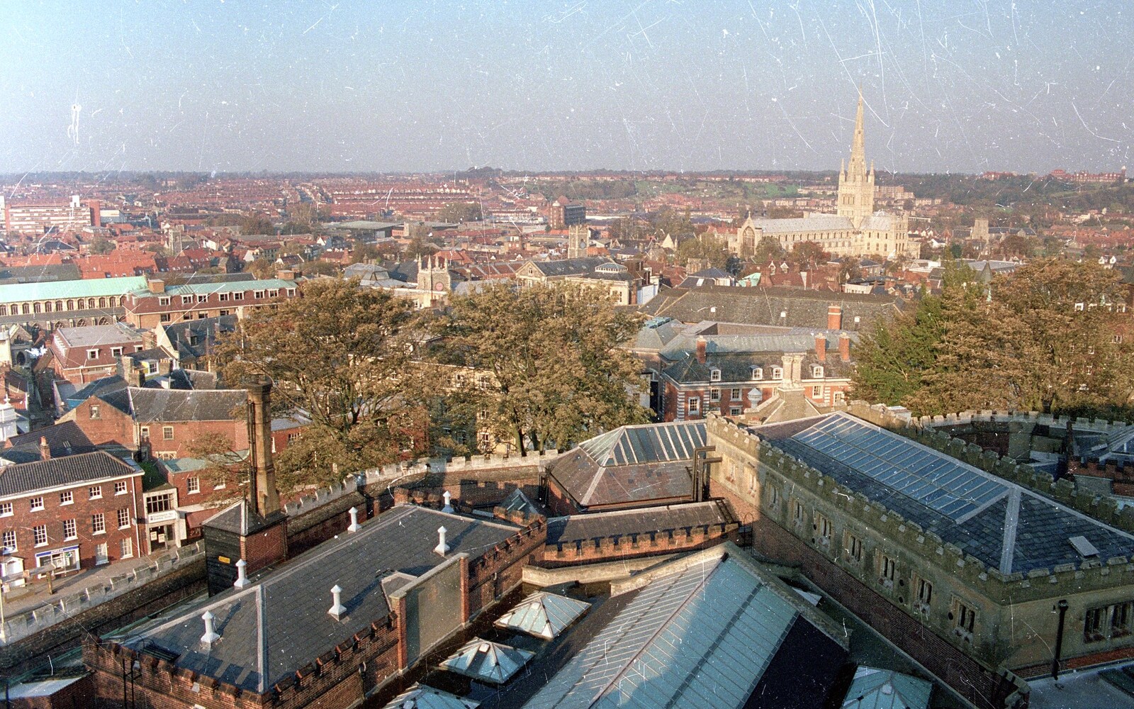 A view of Norwich from the top of the castle from Sean Visits and a Trip to Costessey, Norwich, Norfolk - 14th October 1987