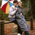 Sean, Maria and an umbrella, Sean Visits and a Trip to Costessey, Norwich, Norfolk - 14th October 1987