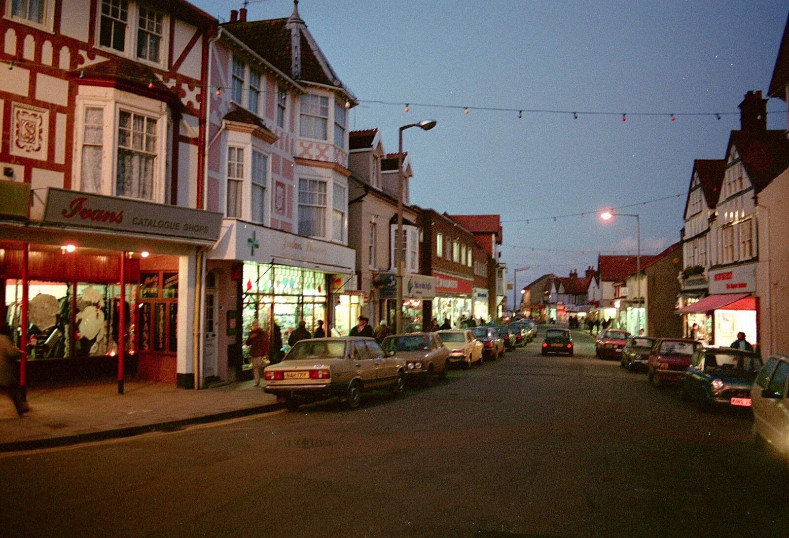 Sheringham High Street in the evening from A Visit to Sheringham, North Norfolk - 20th November 1987