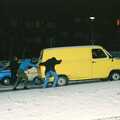 Barney and Richard push a van up Grapes Hill , Sandbach to Loch Lomond, Cheshire and Scotland - 10th December 1987