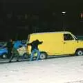 Barney and Richard push a van up Grapes Hill , Sandbach to Loch Lomond, Cheshire and Scotland - 10th December 1987