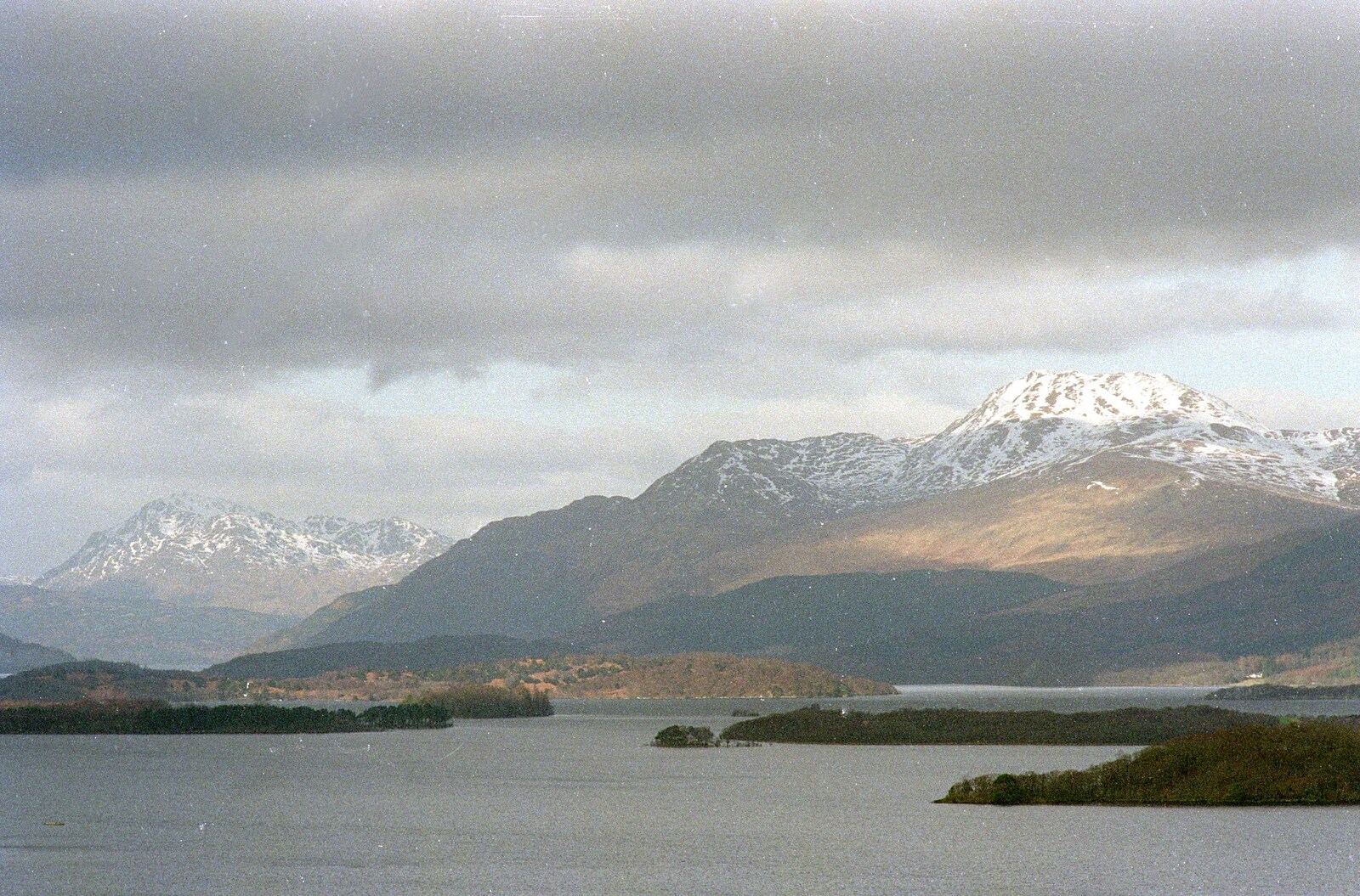 The snow covered mountains of Loch Lomond from Sandbach to Loch Lomond, Cheshire and Scotland - 10th December 1987