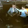 Nosher has a go on the bagpipes, Hamish's 21st and Christmas, New Milton and Bransgore - 25th December 1987
