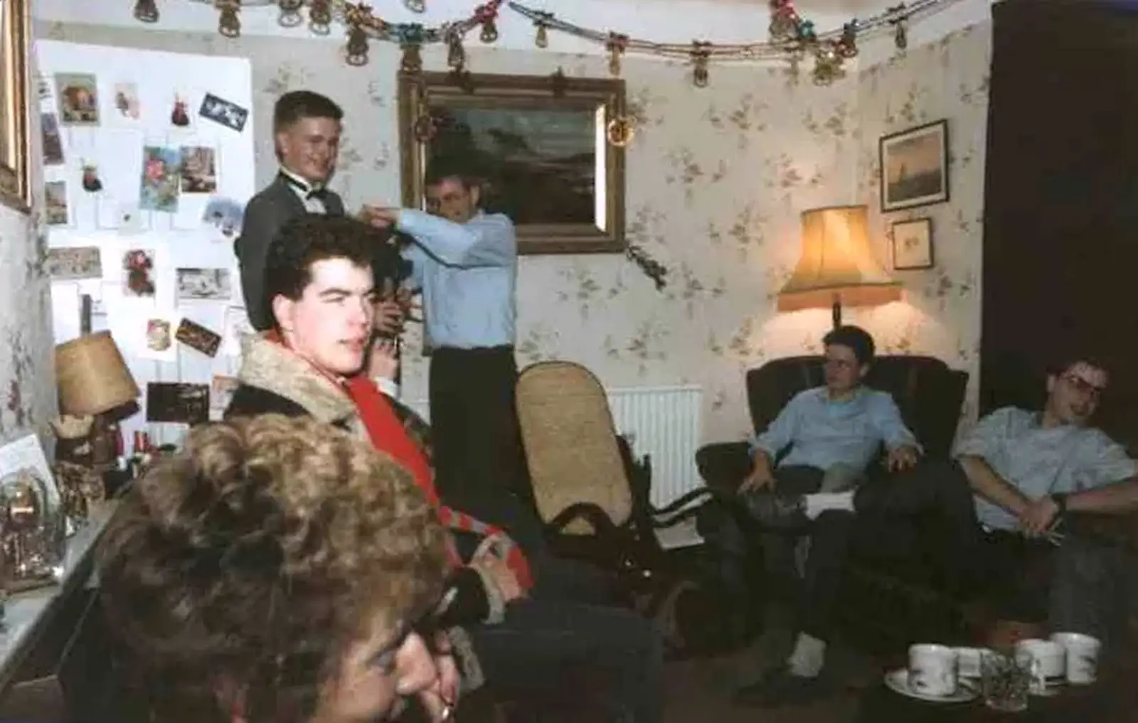 Hamish's dad makes some bagpipe adjustments, from Hamish's 21st and Christmas, New Milton and Bransgore - 25th December 1987