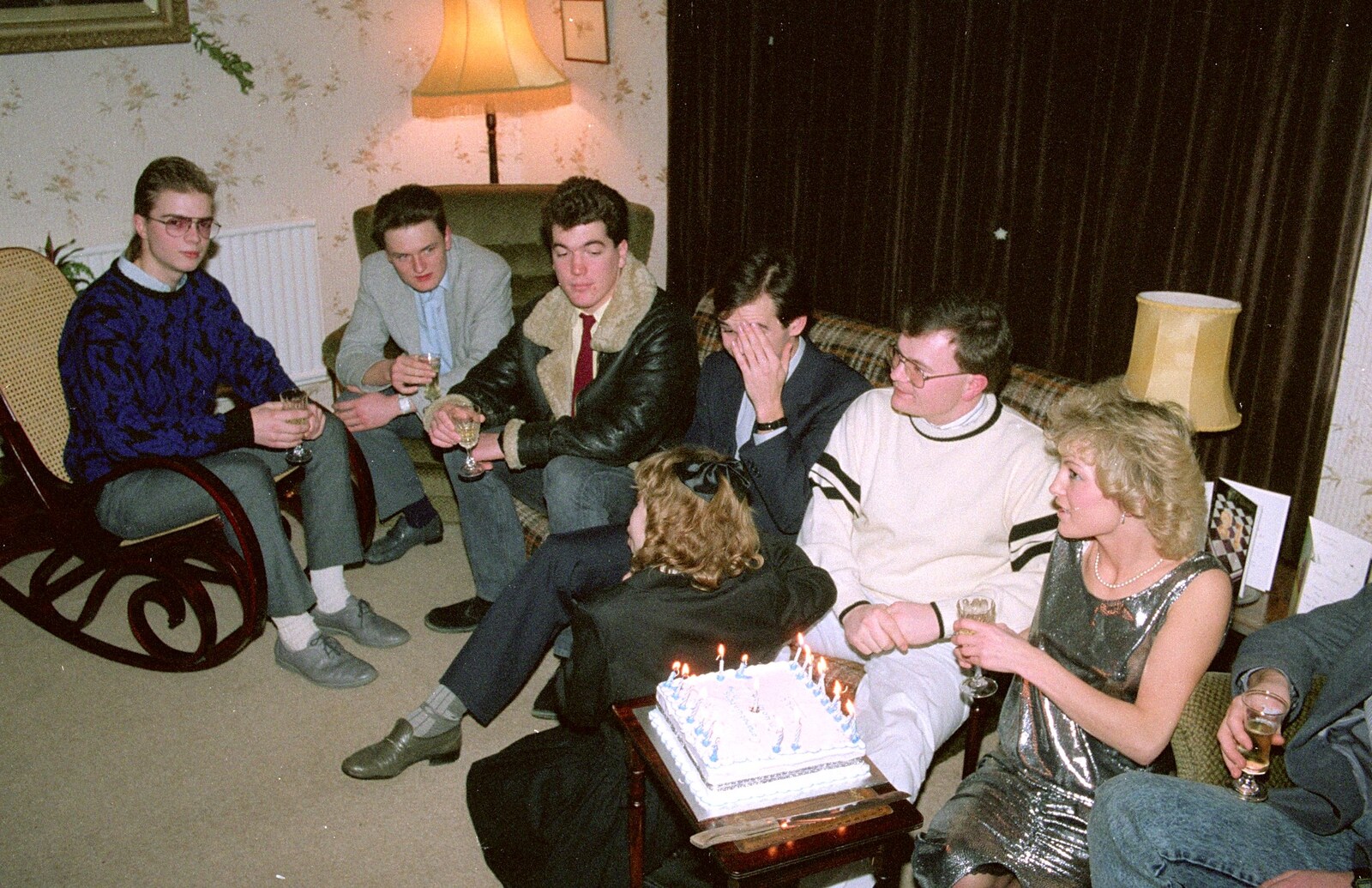 Simon, Kevin, Jon, Phil, Hamish and Laura from Hamish's 21st and Christmas, New Milton and Bransgore - 25th December 1987