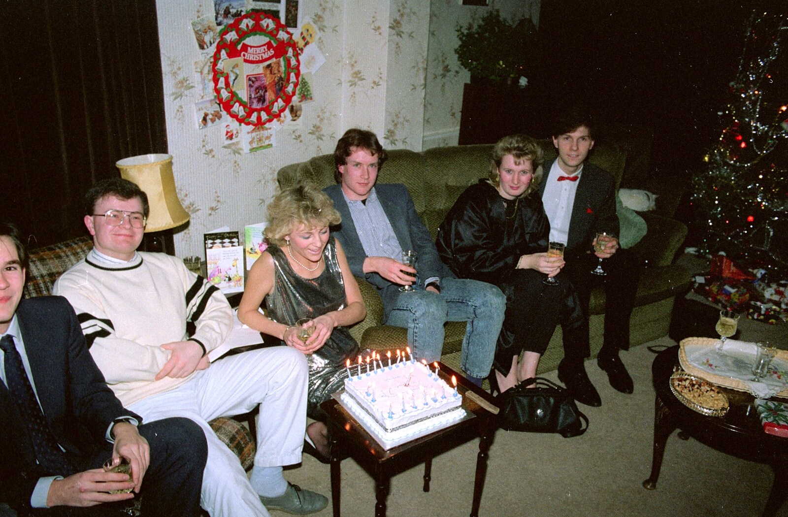 Hamish's cake is on fire from Hamish's 21st and Christmas, New Milton and Bransgore - 25th December 1987