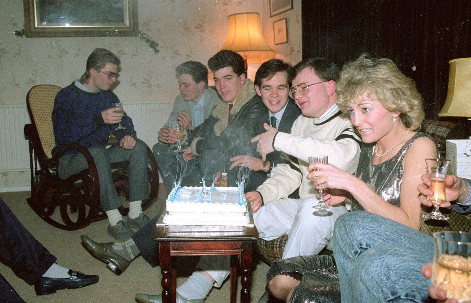 A smoking birthday cake from Hamish's 21st and Christmas, New Milton and Bransgore - 25th December 1987