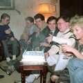 A smoking birthday cake, Hamish's 21st and Christmas, New Milton and Bransgore - 25th December 1987