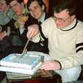 Hamish cuts the cake, Hamish's 21st and Christmas, New Milton and Bransgore - 25th December 1987
