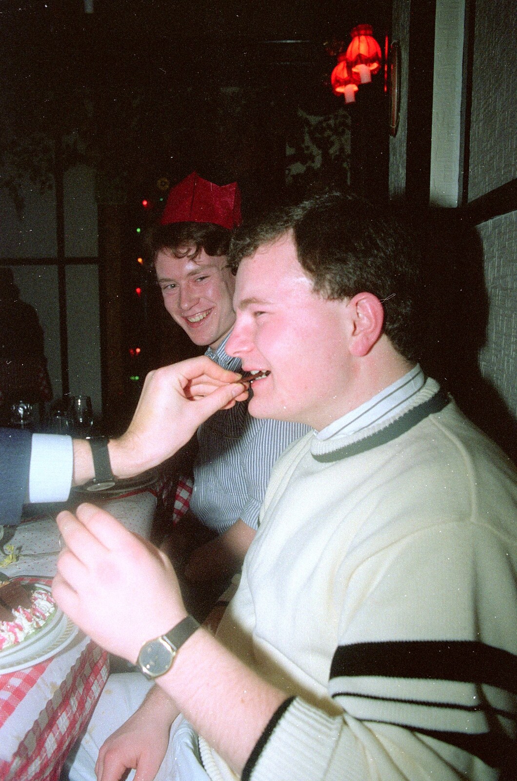 Hamish gets fed something from Hamish's 21st and Christmas, New Milton and Bransgore - 25th December 1987