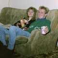 Emma and Martin have a beer, Soman-Wherry Footie Action, Norfolk - 25th February 1988
