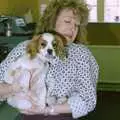 Sue's bought her dog in to the office, Soman-Wherry Footie Action, Norfolk - 25th February 1988