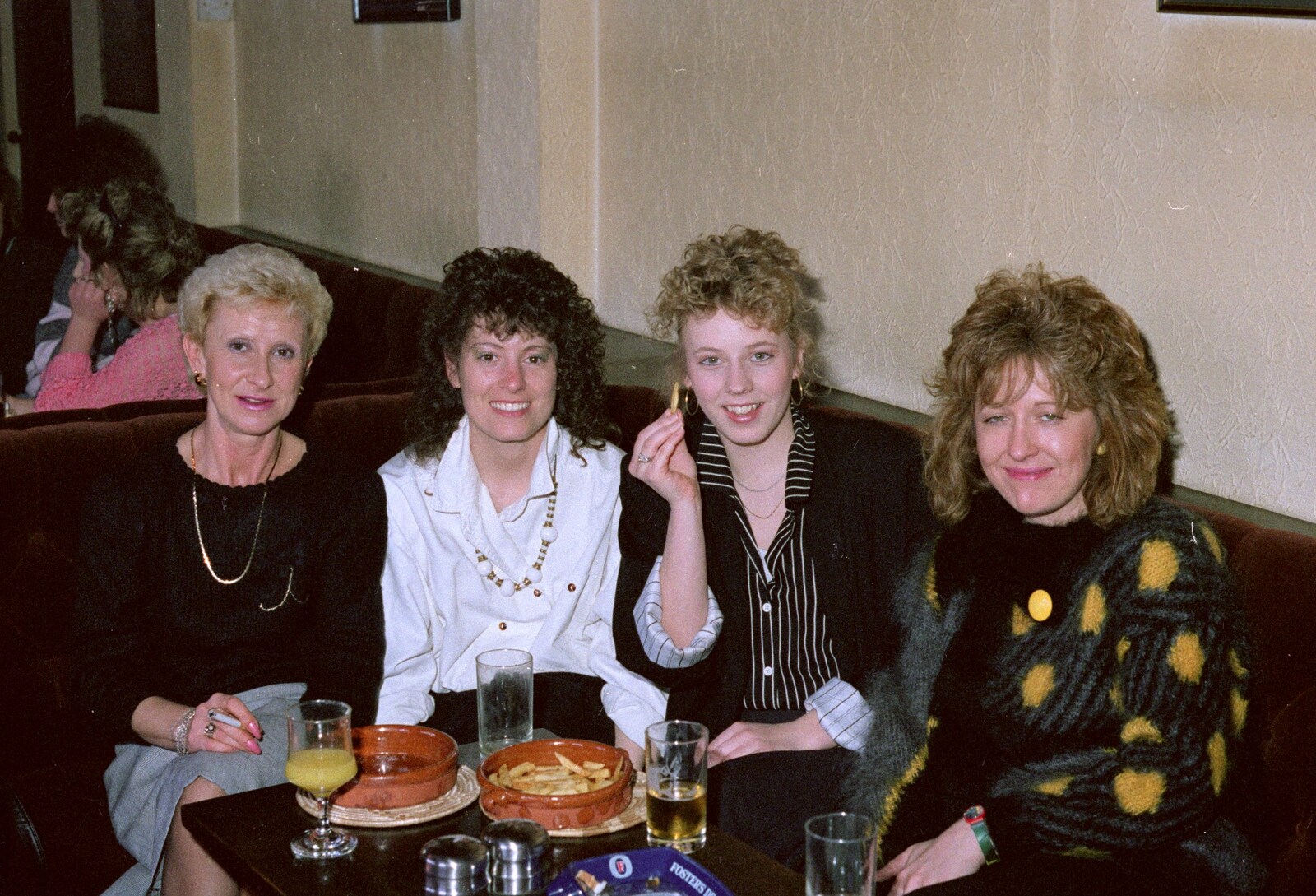 Valeria, Rachel, Jo and Sue in the Dolphin from Bransgore Barbeque and Soman-Wherry Drinks, Dorset and Norwich - 2nd April 1988